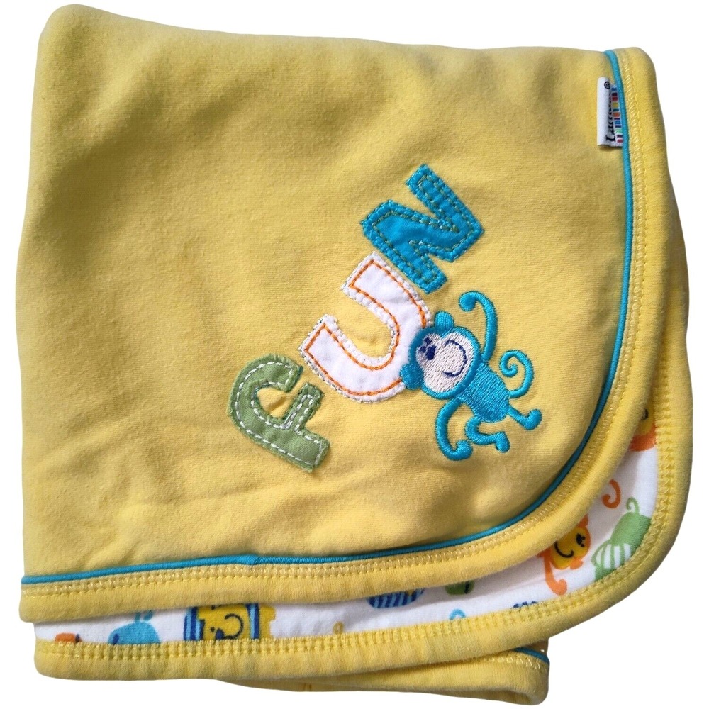 Lamaze Yellow Fun Monkey Baby Blanket Cotton 25x29 Safari Jungle Unisex Lovey